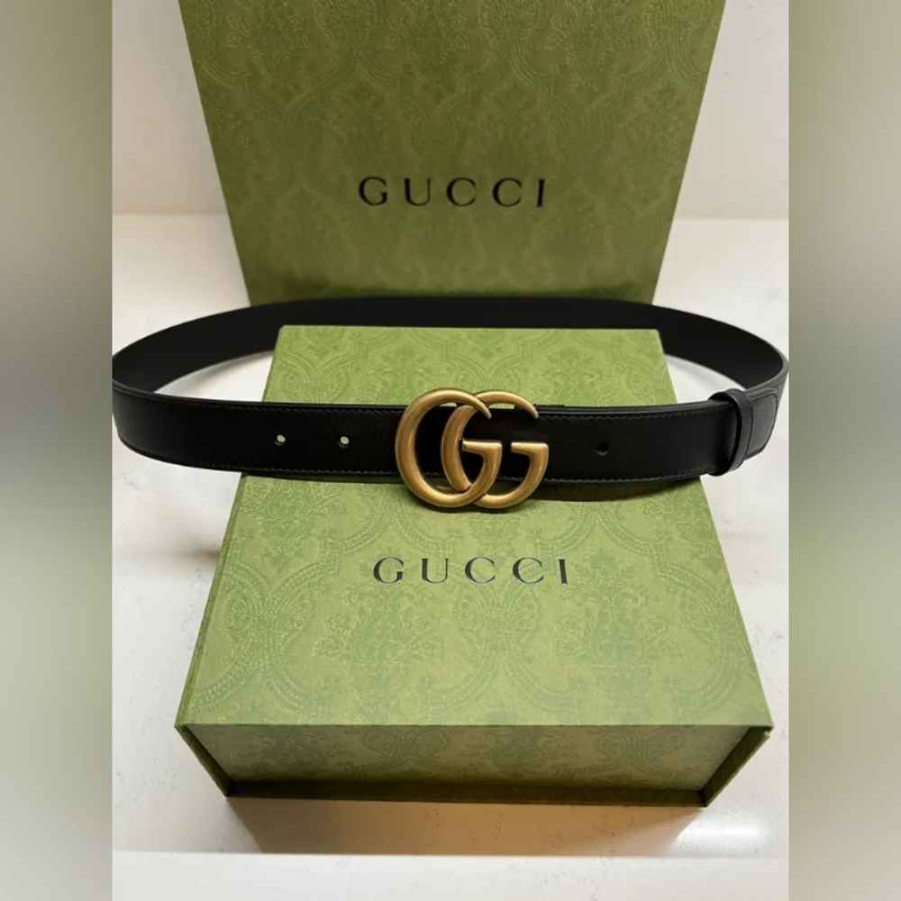 Gucci - GG Marmont Belt with Shiny Buckle